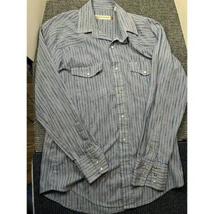 Roper Mens Blue & White Plaid Pearl Snap Western Shirt Size M
